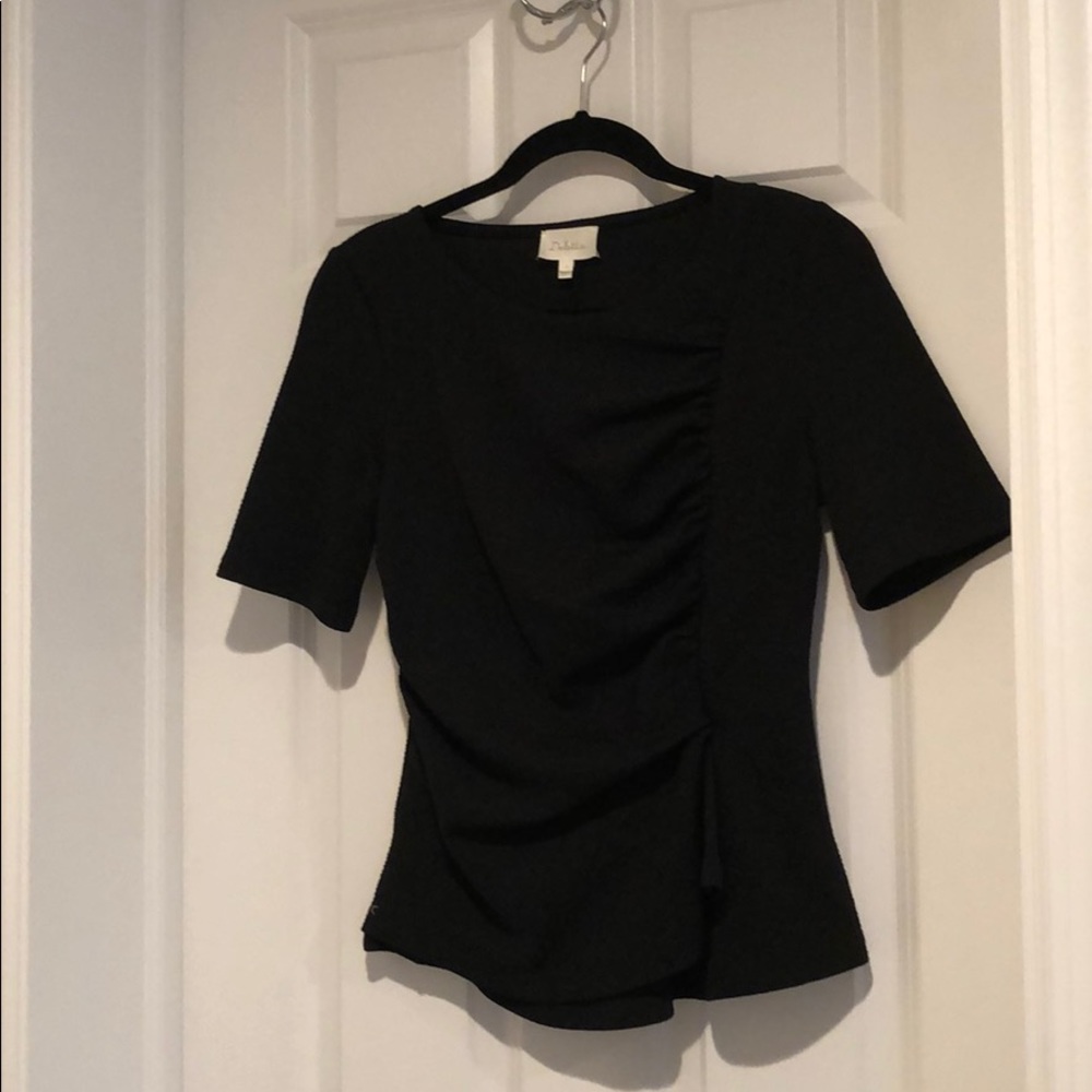 Anthropologie Deletta Black Rouched Top S